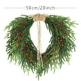 thumbnail image 3 of 20" Real Touch Norfolk Pine Christmas Wreath with Red Berries & Jute Bow, Lifelike Soft Pine Front Door Wreath for Indoor Outdoor Christmas Holiday Décor, Winter Garland Wall Hanging Decoration, 3 of 9