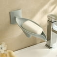 thumbnail image 1 of Jabonera de pared con forma de hoja | Giratoria y ajustable 180° | Diseño de drenaje rápido | Montaje adhesivo o con taladro | Jabonera de plástico gris para baño y lavabo, 1 of 6
