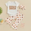 thumbnail image 2 of Bagilaanoe 3pcs Newborn Baby Girl Pants Set Short Sleeve Romper Tops + Floral Flare Trousers + Headband 3M 6M 12M 18M Infant Casual Clothes, 2 of 7