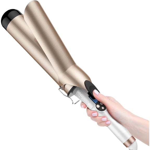 Scheri Curling Iron 2 Inch Large Barrel for Big Curls, Ceramic Curling Iron Wand for Long Hair,Dual Voltage, 10 Temp with LCD Display