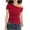 Red, variant on JSheng Summer Casual Tops for Women Fashion Women's Slim Solid Color Short-Sleeved Off-Shoulder Tops Coffee XL