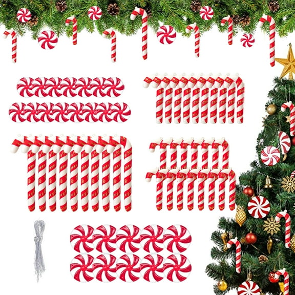 60 Pcs Christmas Candy Cane Hanging Ornaments,Christmas tree mini candy cane ornaments for candy themed christmas decoration