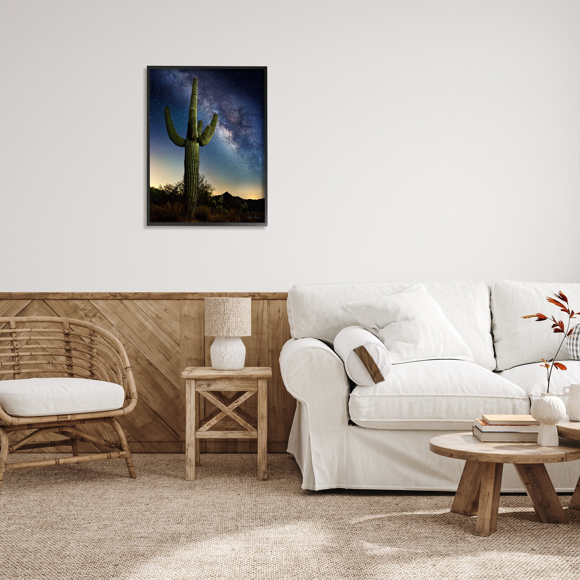 Stupell Industries Cactus & Nebula Photography Fairy Tales & Fantasy Photography Black Framed Art Print Wall Art, 24 x 30