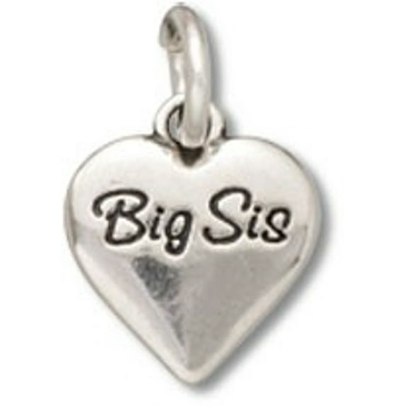 Sterling Silver 20" 1mm Box Chain Small Big Sis Heart Pendant Necklace