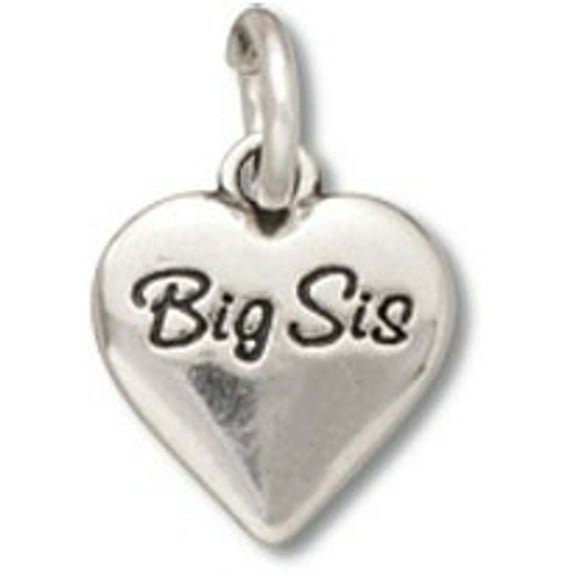 Sterling Silver 30" 1mm Box Chain Small Big Sis Heart Pendant Necklace