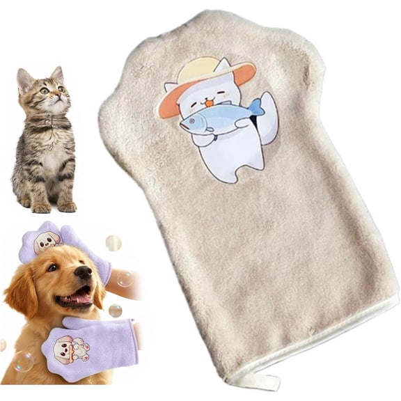 Paw Shaped Microfiber Pet Bathing Towel – Washable Grooming Mitt for Cats & Small Dogs, Absorbent & Quick-Drying for Dirt Removal, Daily Cleanup & Travel(1Pcs, B)