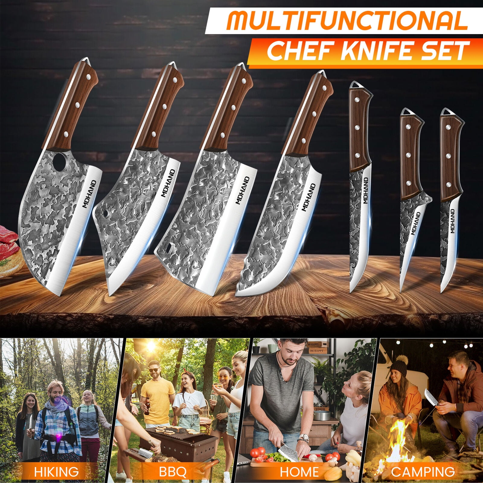 14pcs Kitchen Knife Set Japanese Damascus Pattern Chef Knives Stainless Steel Cleaver