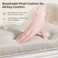 thumbnail image 4 of Dycanpo 16" Vintage Vanity Stool, Button Tufted Upholstered, Solid Wood Legs, Linen White, 4 of 8