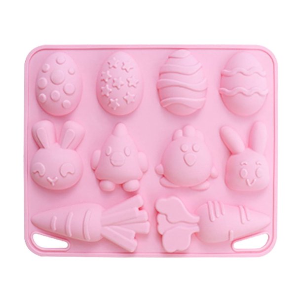 Huevos de Pascua de chocolate 3D con forma de conejito y zanahoria. Moldes antiadherentes. Caramelos de Pascua de silicona para hacer chocolate fondant y cubitos de gelatina.