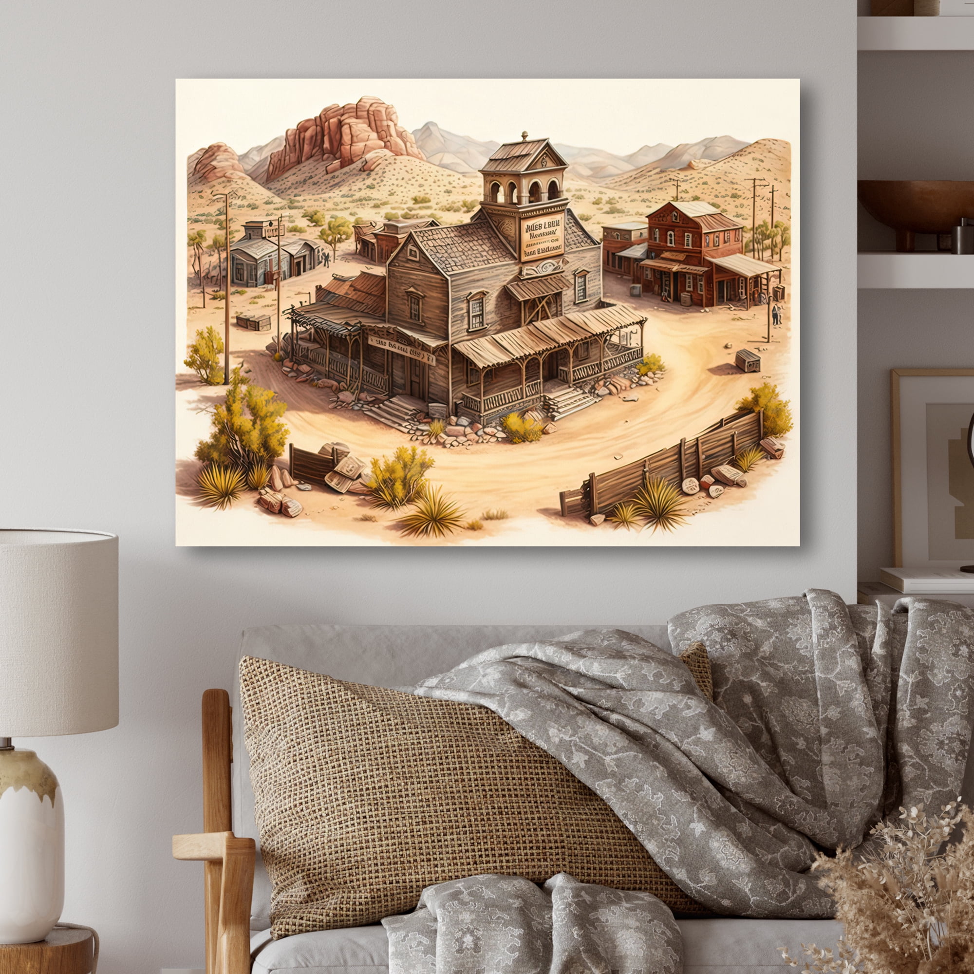 Designart Arizona Wild West Town I Canvas Wall Art