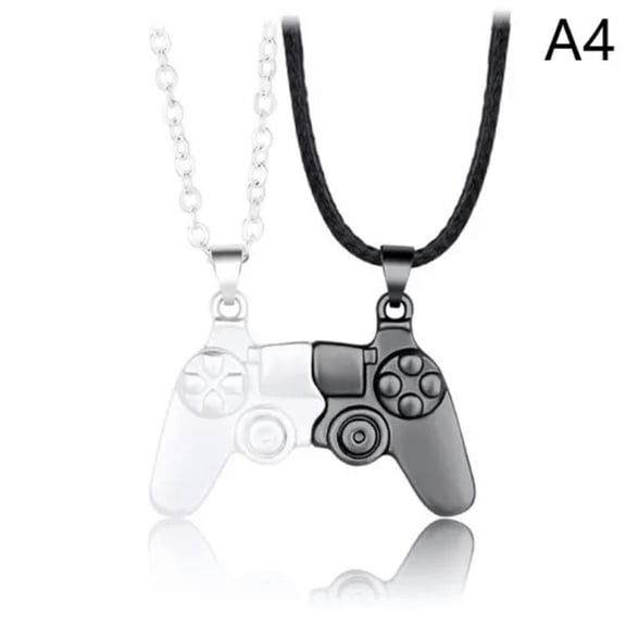 HOOUN 2 Pieces/set Friendship Couple Necklace Magnet Hip Hop Game Controller Neckla:yq-A4