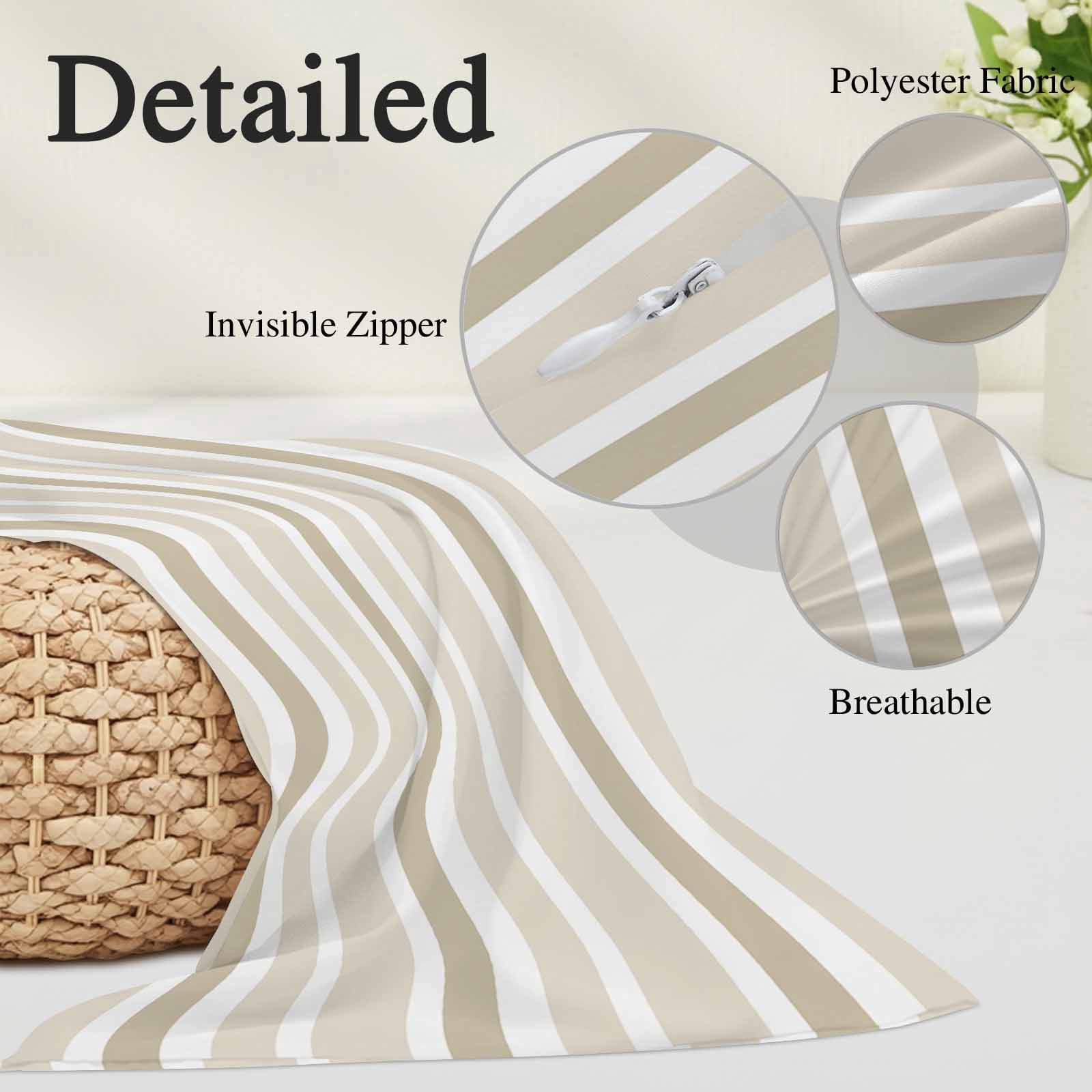 Beige Brown Striped Body Pillow Covers, Modern White Abstract Art Soft Breathable Throw Pillow Cases with Invisible Zipper, Decorative Pillowcase Pillows Protectors for Sofa Bed Couchair 20"x54"