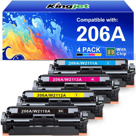 206A Toner Cartridges 4 Pack Compatible for HP 206A 206X 206 for Laserjet Pro MFP M283fdw M283cdw M255dw M283 M255 Printer