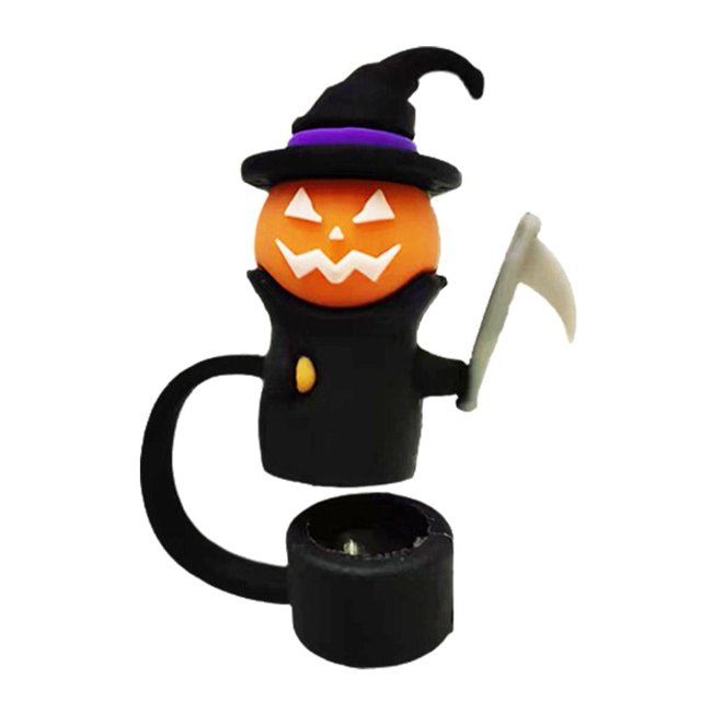 SHAPERME Black Wizard 1/5 piezas Sombrero de paja de silicona para Halloween para Stanley 10 mm Cubierta de pajita de silicona Acceso a fiesta de carnaval