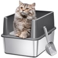thumbnail image 7 of Stainless Steel Litter Box for Kittens, Small Cat Litter Box 17" L x 13" W x 11.8" H, Metal Kitty Litter Box with High Sides, Light Grey (Non-Sticky, Easy to Clean, Anti-Urine Leakage), 7 of 7