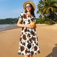 thumbnail image 4 of Balery Cow Tie Dye Vestidos sueltos de manga corta para mujer, vestidos de verano 2025, vestidos casuales de corte A con vuelo., 4 of 6