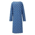 thumbnail image 2 of Sunsent Women's Soft Comfy Nightgown Long Sleeve Sleepwear Retro Polka Dot Nightshirt Henley Neck Button Down Nightdress, S-XXL, 2 of 9