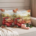 thumbnail image 2 of Red Truck Fall Outdoor Waterproof Pillow Covers, Pumpkins Thanksgiving Pastoral Leaves Floral Decorative Square Throw Pillowcase Sofa Cushion Sham for Patio/Couch/Chair, 16"x16" 2 Pack, 2 of 8