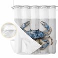 thumbnail image 2 of Blue Crab Coastal No Hook Shower Curtain Waterproof, Bathroom Curtains with Snap in Liners and See Through Top Window, Vintage Beach Nautical Coral Sea Hotel Style Bathtub Curtains Shower 72"Wx78"L, 2 of 8