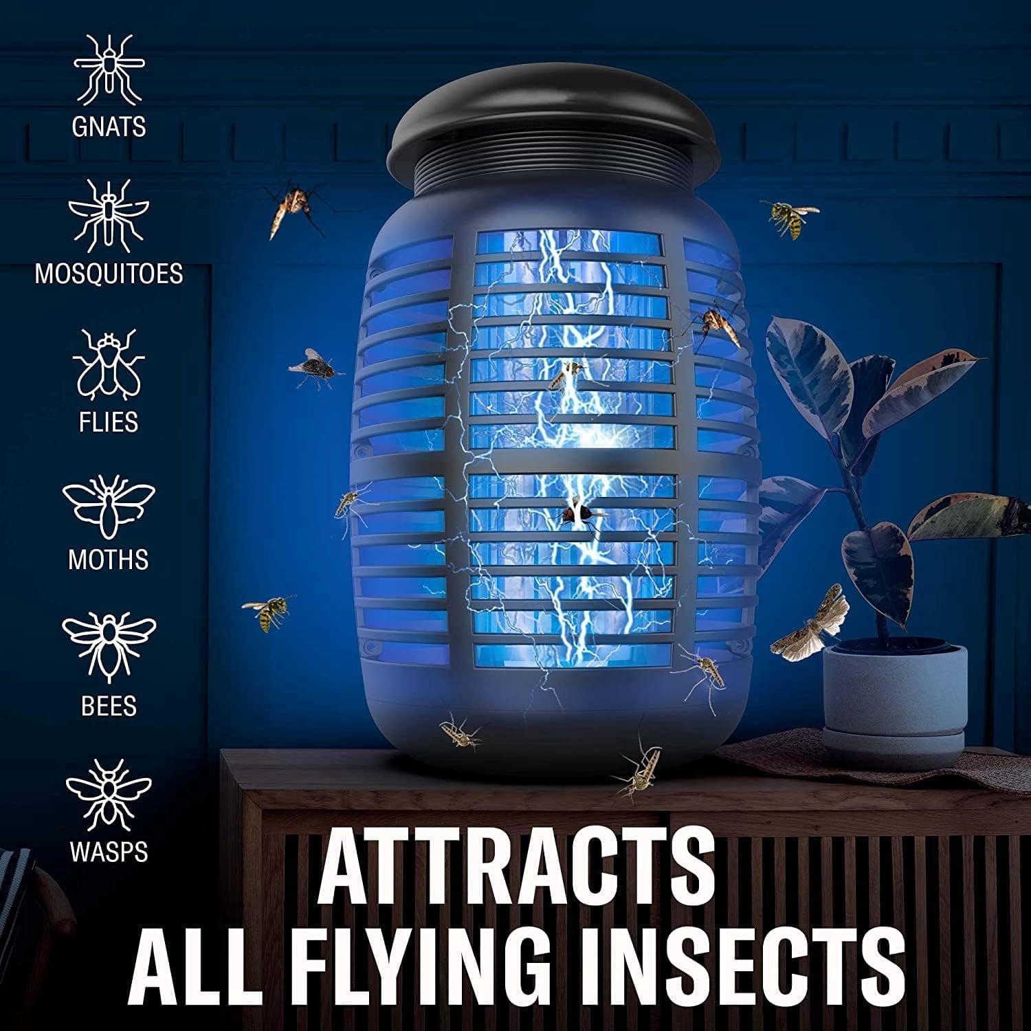 Bug Zapper ,4200V Electric Mosquito Zappers Killer, Waterproof Insect Fly Trap Outdoor for Home Backyard Patio