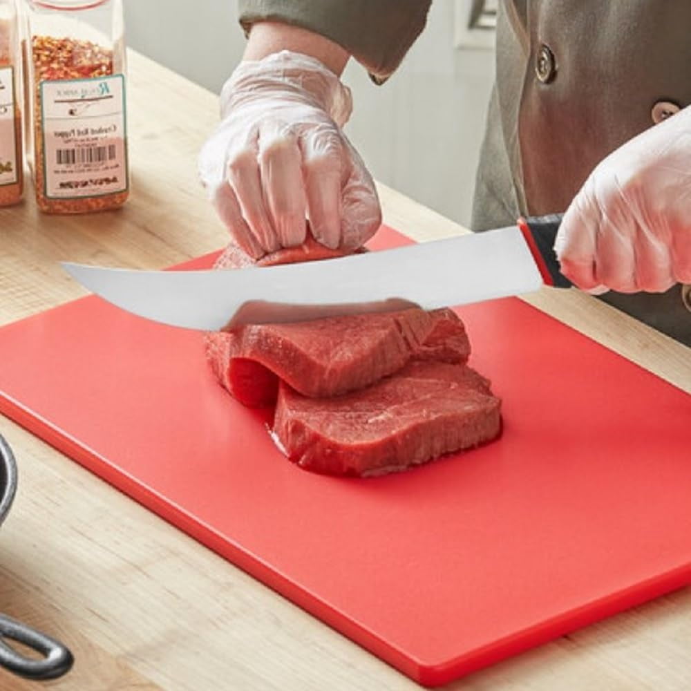 TrueCraftware- 18" X 12" X 1/2” Plastic Cutting Board for Kitchen Red Color- Plastic Commercial Chopping Board Anti Slip Surface Chopping Food Cutting Mat for Meat Vegetables