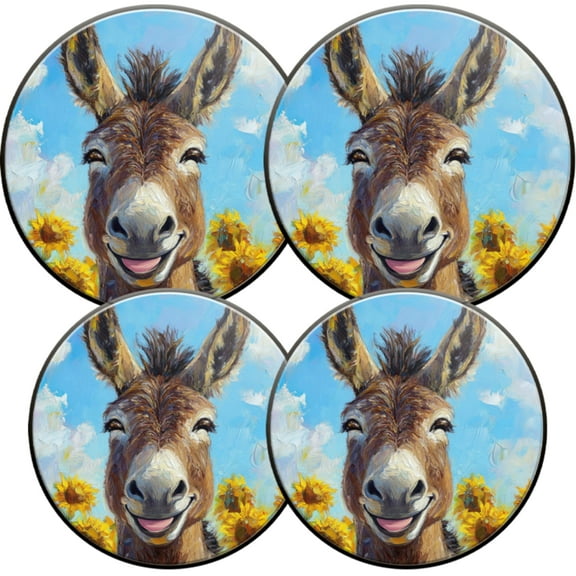 Electric Stove Burner Covers,4 Pcs Round Gas Burner Cover,8 and 10 Inch,beautiful donkey with sunflowers in the background