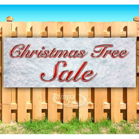 Christmas Tree Sale Red & Chrome 13 oz Vinyl Banner With Metal Grommets