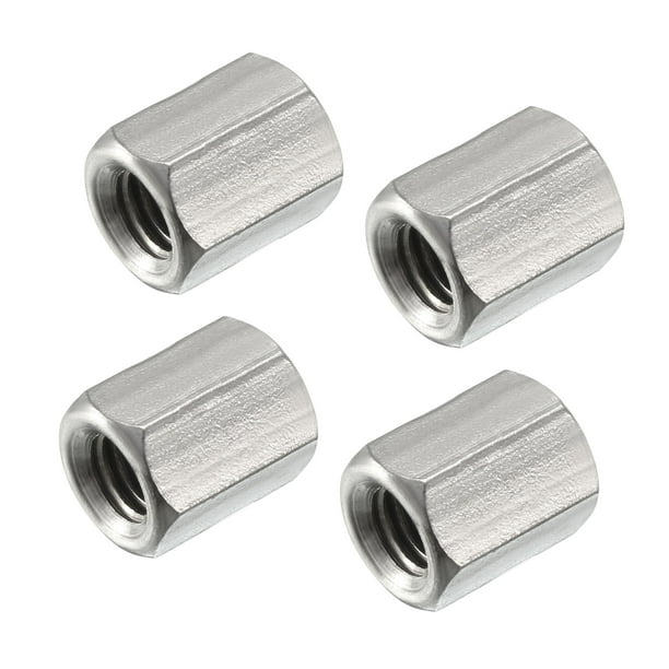 M5 10mm Length 304 Stainless Steel Metric Hex Coupling Nut, 4pcs