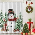 thumbnail image 5 of Christmas Snowman Shower Curtains for Bathroom, Winter Christmas Tree Cardinal Grey Waterproof Fabric Shower Curtain for Bathroom Bathtub Decoration, Machine Washable, 60"x72", 5 of 9
