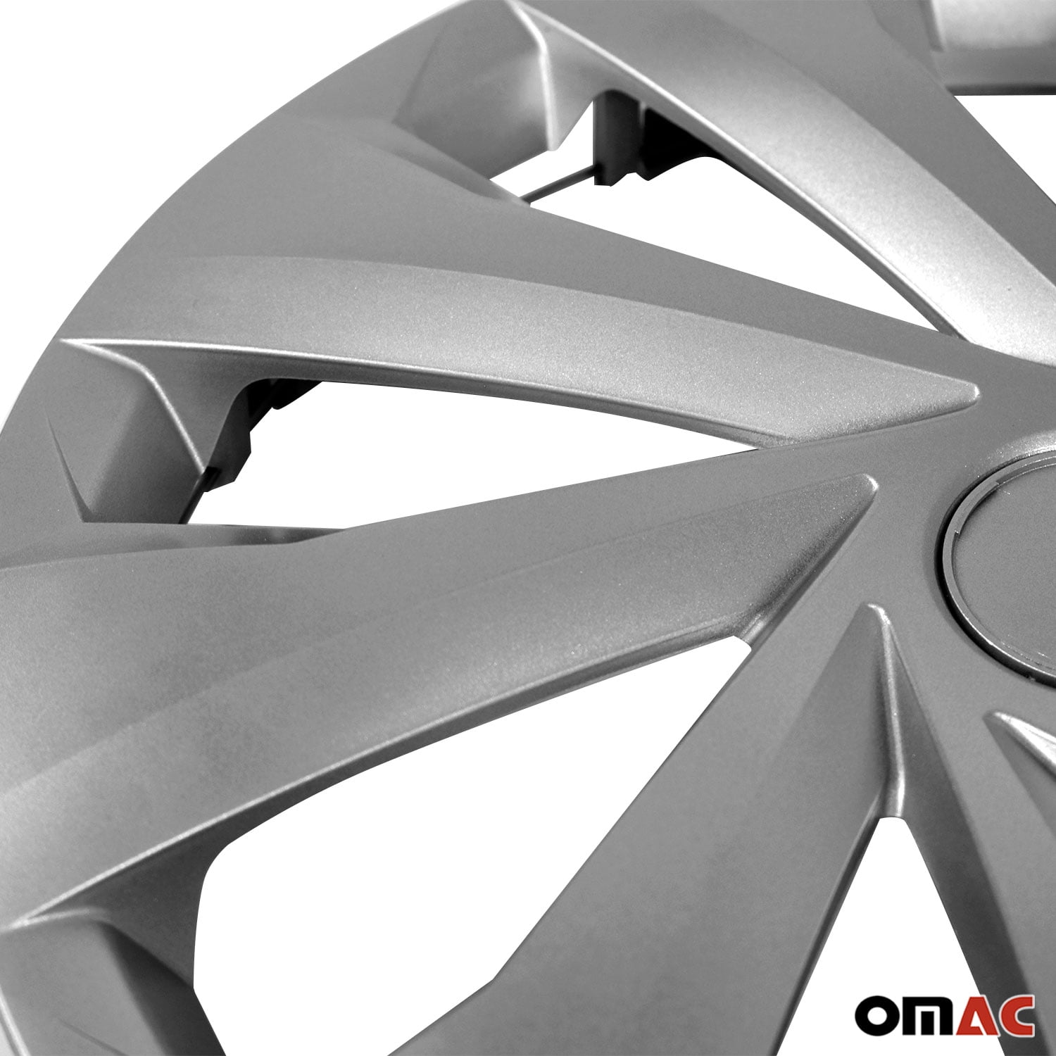 OMAC 15" Wheel Covers Guard Snap on Silver Hub Caps fit R15 Tire Steel Rim 4 Pcs Set