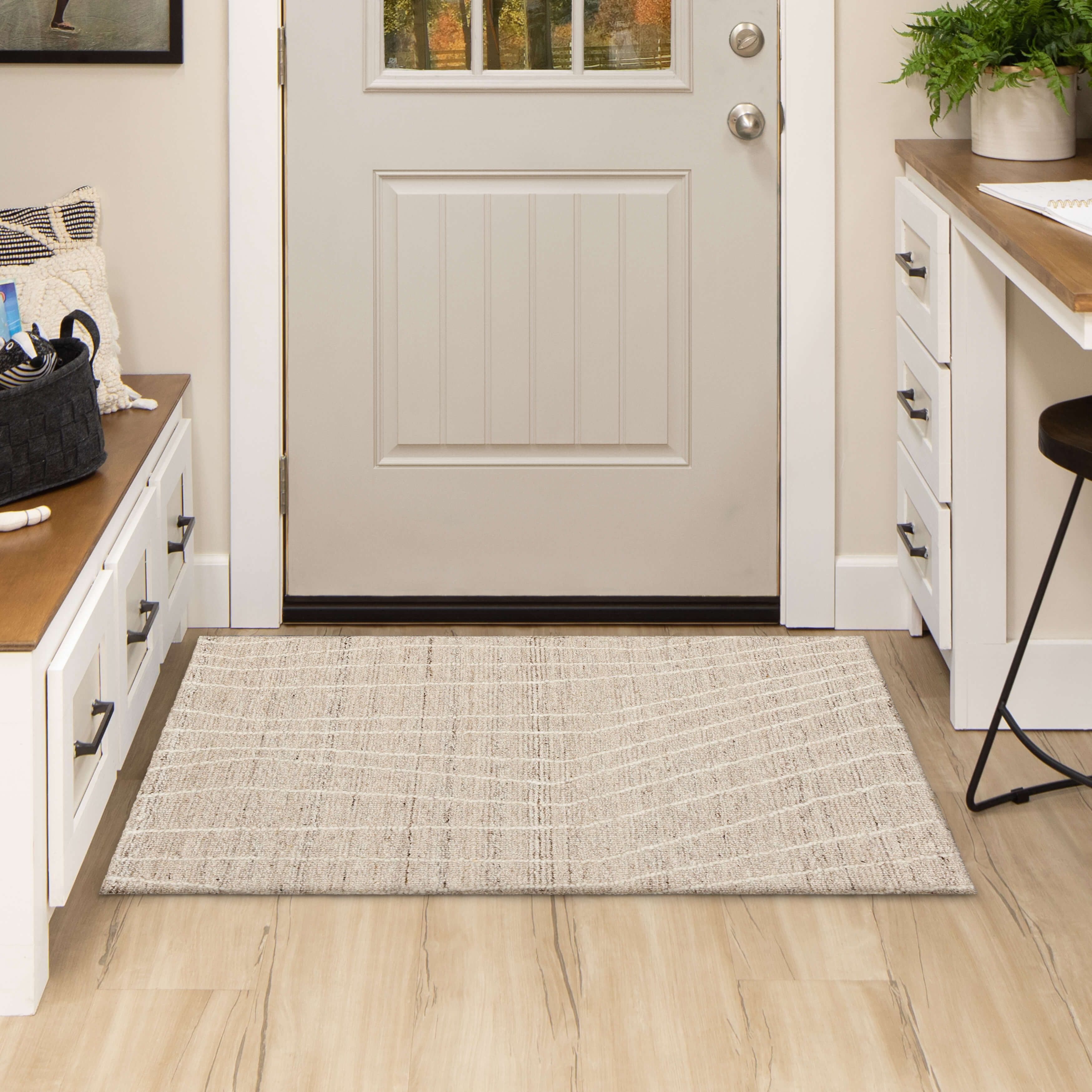 Mainstays Wool Lines Indoor Fade Resistant Tufted Ivory Area Rug, 2 ft 6 in x 3 ft 9 in