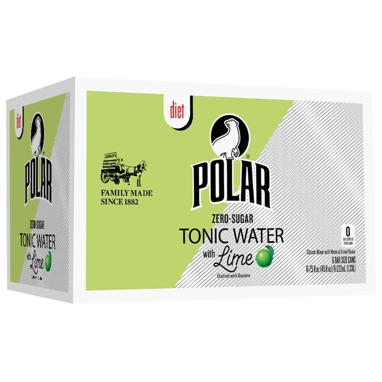 Polar Beverages Diet Tonic Water with Lime, 7.5 fl oz, 6 Count