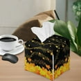 thumbnail image 4 of Renewold Fall Tissue Box Cover for Bathroom Farmhouse Decor,Bathroom Accessories Thanksgiving Facial Tissue Holder Music Notes Maple Leaves PU Leather Tissue Box Set, 4 of 5