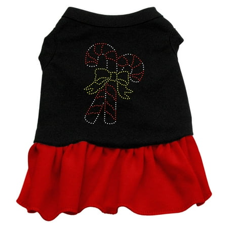 Xs Harness Dress - Candy Canes Rhinestone Dress Black with Red XS (8)