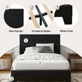 thumbnail image 6 of Einfach Twin Bed Frame, Platform Bed Frame with Panel Upholstered Velvet Headboard, Black, 6 of 7