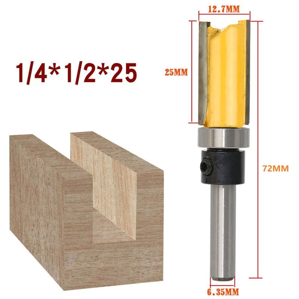 1/2'' 1/4'' handle Trim Router Bit Bearing Milling Cutter Woodworking Tool 