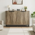thumbnail image 6 of 55" Buffet Storage Cabinet, Sideboard Modern Credenza with Metal Base 4 Doors and Shelves, Accent Coffee Bar Table for Kitchen Dining Room, Living Room (Brown), 6 of 8