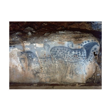 France, Cabrerets, Pech Merle Cave, the Dotted Horse with Black and Red Dotted and Hands Print Wall