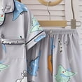 thumbnail image 4 of KPOPLK Girls Pjs Outfit Toddler Girl 2 Piece Button Down Cute Print Short Sleeve & Shorts Pjs Set Soft Fun Sleepwear for Kids Clothes Size 7-8 Years,Grey, 4 of 5