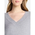 thumbnail image 3 of Time and Tru Women’s V-Neck Pullover Sweater, Lightweight, Size XS-XXXL, 3 of 6