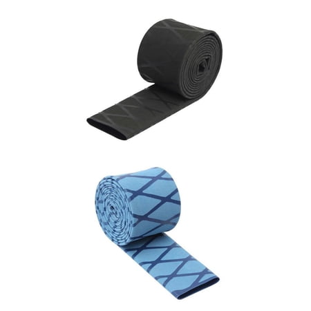 Wswqop 2pcs Non-Slip Fishing Heat Shrink Wrap Tubing Fishing Rod Handle Wraps Black Blue Grips 15mm