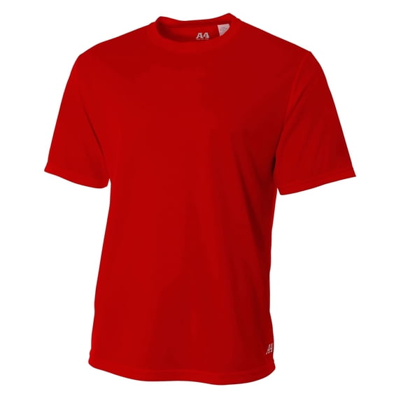A4 Short Sleeve Birds-Eye Mesh Crew For Men in Scarlet | N3252