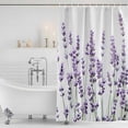 thumbnail image 2 of Shower Curtain Bathroom Set Watercolor Rural Purple Lavender on White Waterproof Fabric Shower Curtains with Grommets&Hooks, Summer Flower Privacy Bath Curtain for Bathtub 36x72in, 2 of 9