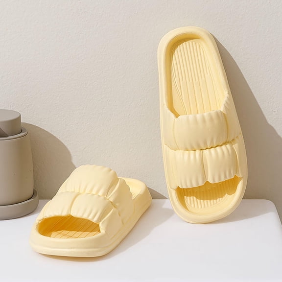 Ytobaz Slide Sandals for women Puffy Double Strap EVA Slides Open Toe Cushion Shower Shoes Indoor Outdoor Bathroom Poolside Home Travel Footwear