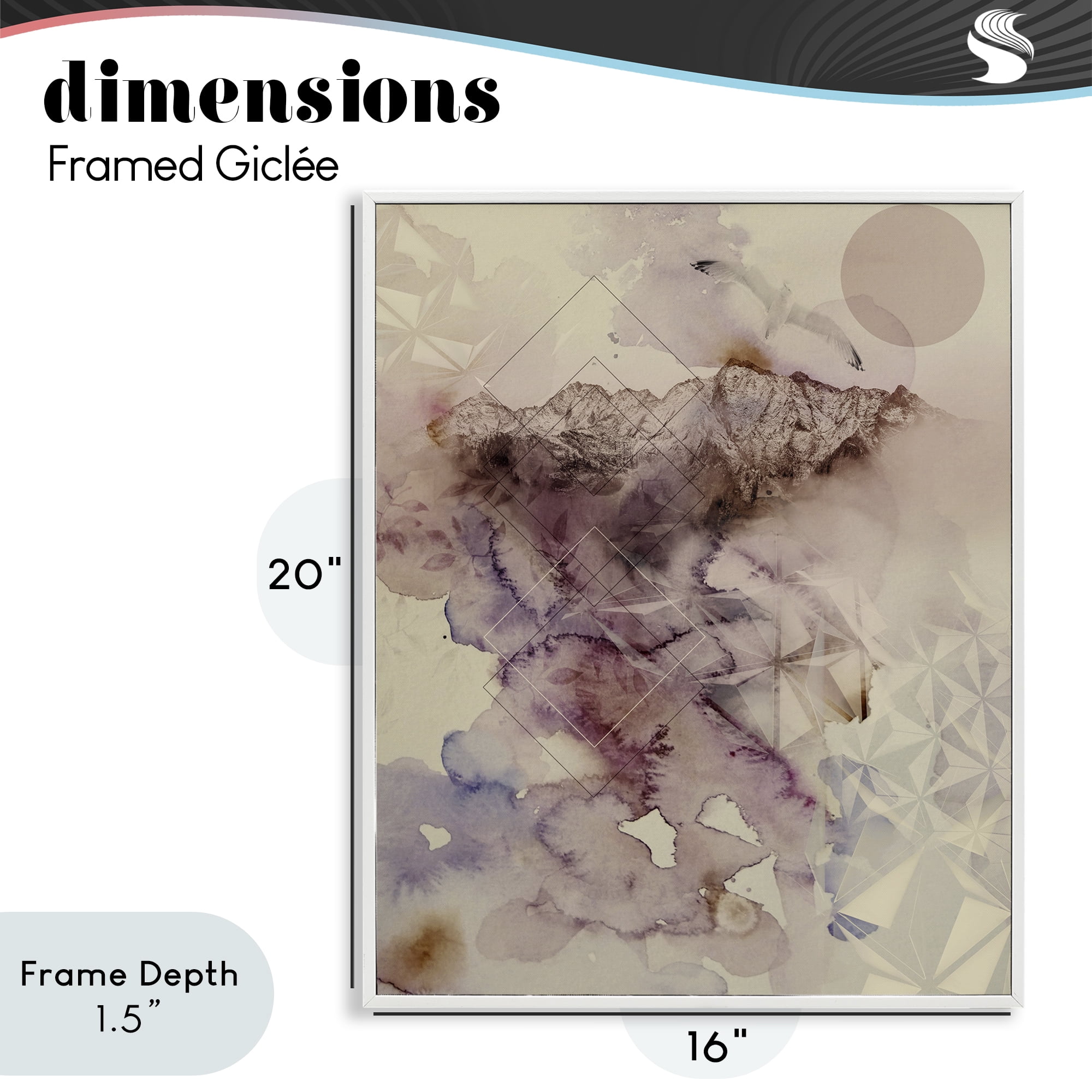 Stupell Industries Dust Abstract with Geometrics White Framed Giclee Art, design by Gemma Bardot