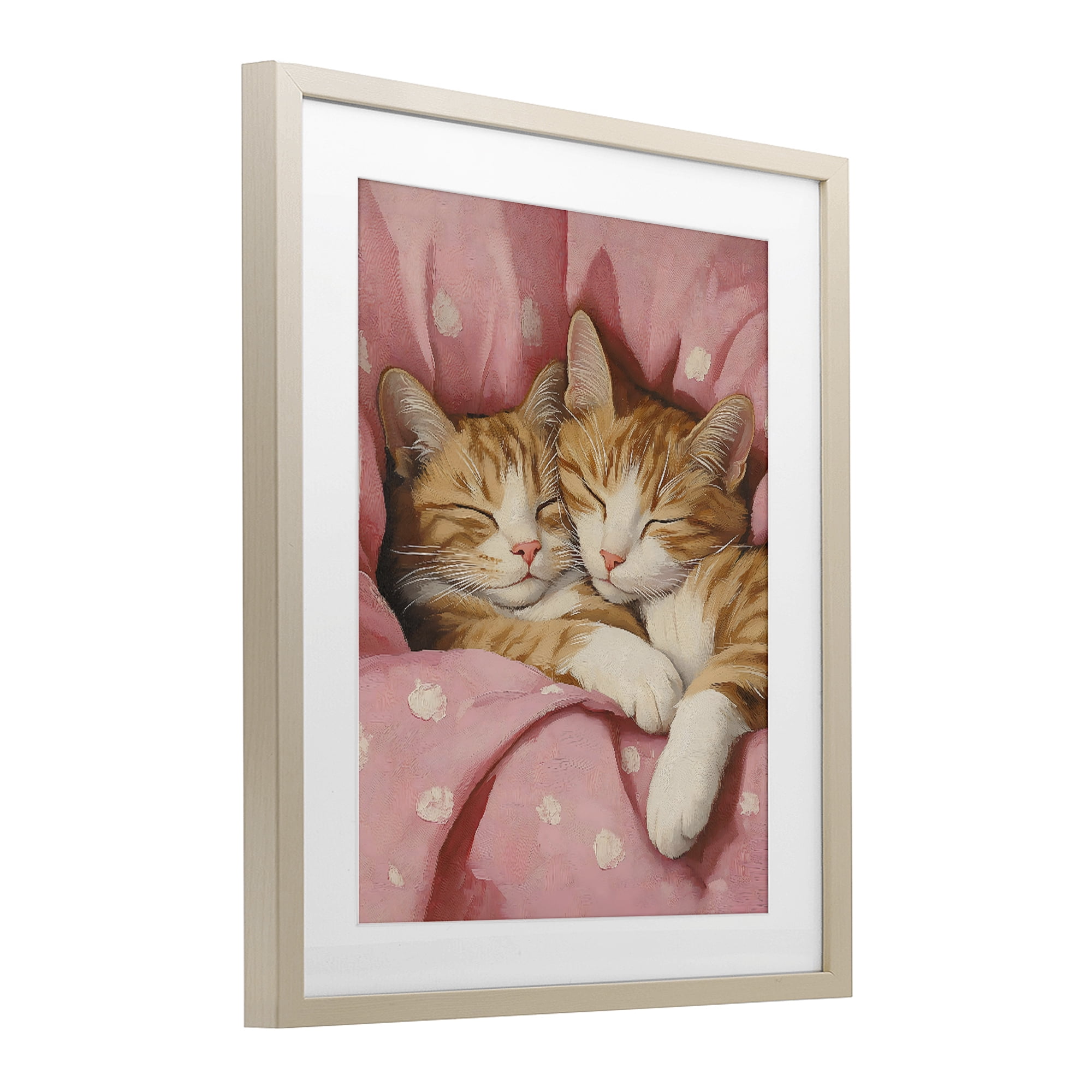 Stupell Industries Sleeping Orange Cats Embrace Birch Framed Print Under Glass, design by The Prints Vibe