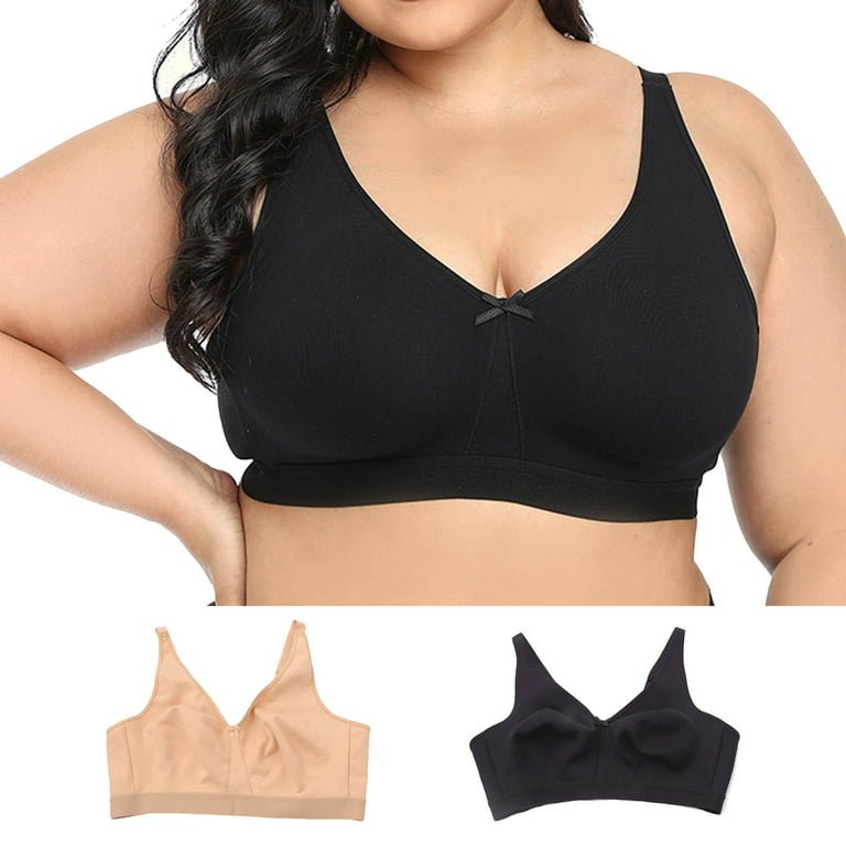 YIWEI Ladies Plus Size Bra Cotton Rich Full Firm Support Non Wired Non  Padded Bra Beige 100F/44E 