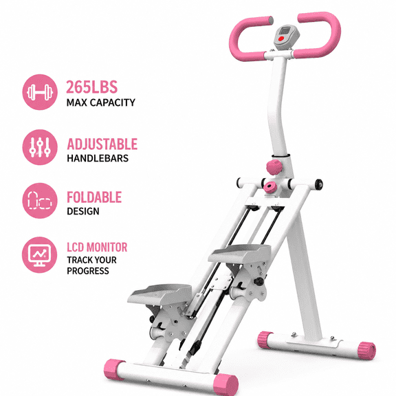 CZBZ Foldable Vertical Climber Exercise Machine, Adjustable Handlebar Stair Stepper with LCD Monitor, Low-Impact Full Body Cardio Climbing Machine, 265 lbs Capacity Home Gym Equipment