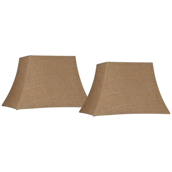 Springcrest Set of 2 Rectangular Lamp Shades Natural Medium 10" Wide x 7" Deep at Top 16" Wide x 12" Deep at Bottom 10.5" High Spider Harp Finial