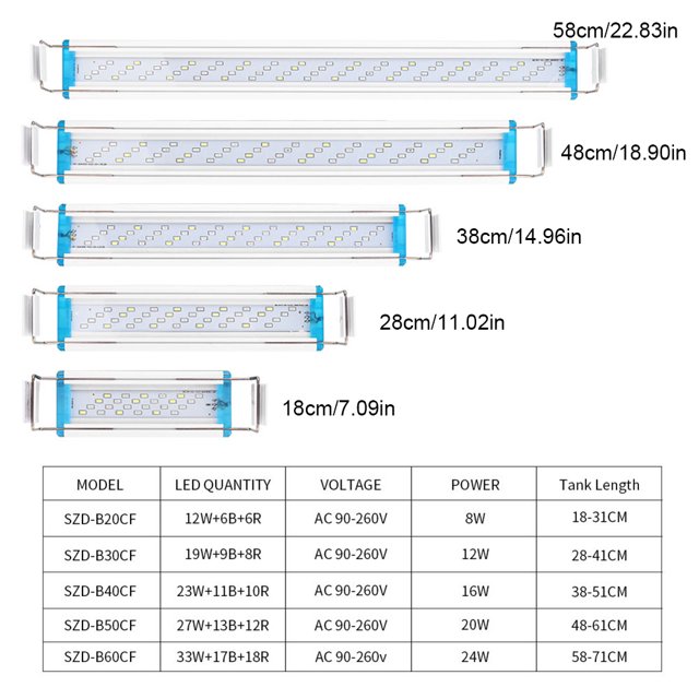 Luz Del Acuario Aquarium Light Bar LED Fish Tank Clip Slim Clip Lamp Planta Crecer iluminación 18-58cm US Sywqhk Libre de BPA